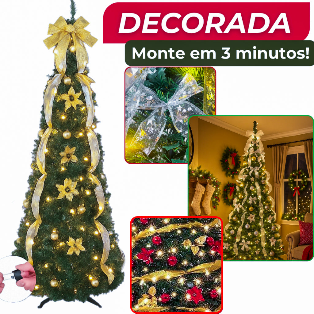 Árvore Retrátil com LED e Brinde Exclusivo