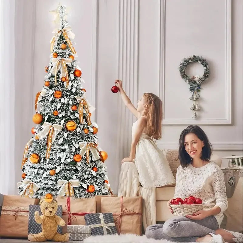 Para nova árvore de natal dobrável retrátil fácil de montar com arcos e bolas decoração do feriado de natal