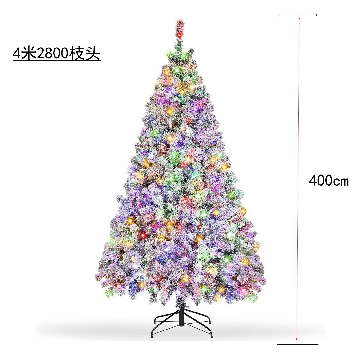 Árvore de Natal enorme artificial de 13 pés, árvore de Natal pré-iluminada flocada com neve com 2800 pontas de galhos, 900 luzes incandescentes