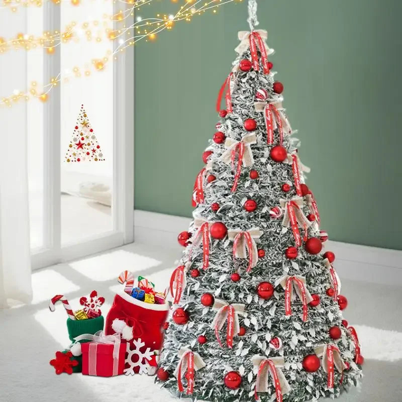 Para 1,5 m pop up árvore de natal árvore artificial telescópica com decorações decoração dobrável