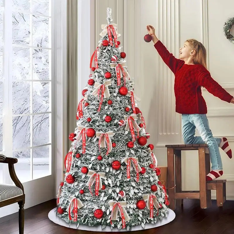Para 1,5 m pop up árvore de natal árvore artificial telescópica com decorações decoração dobrável