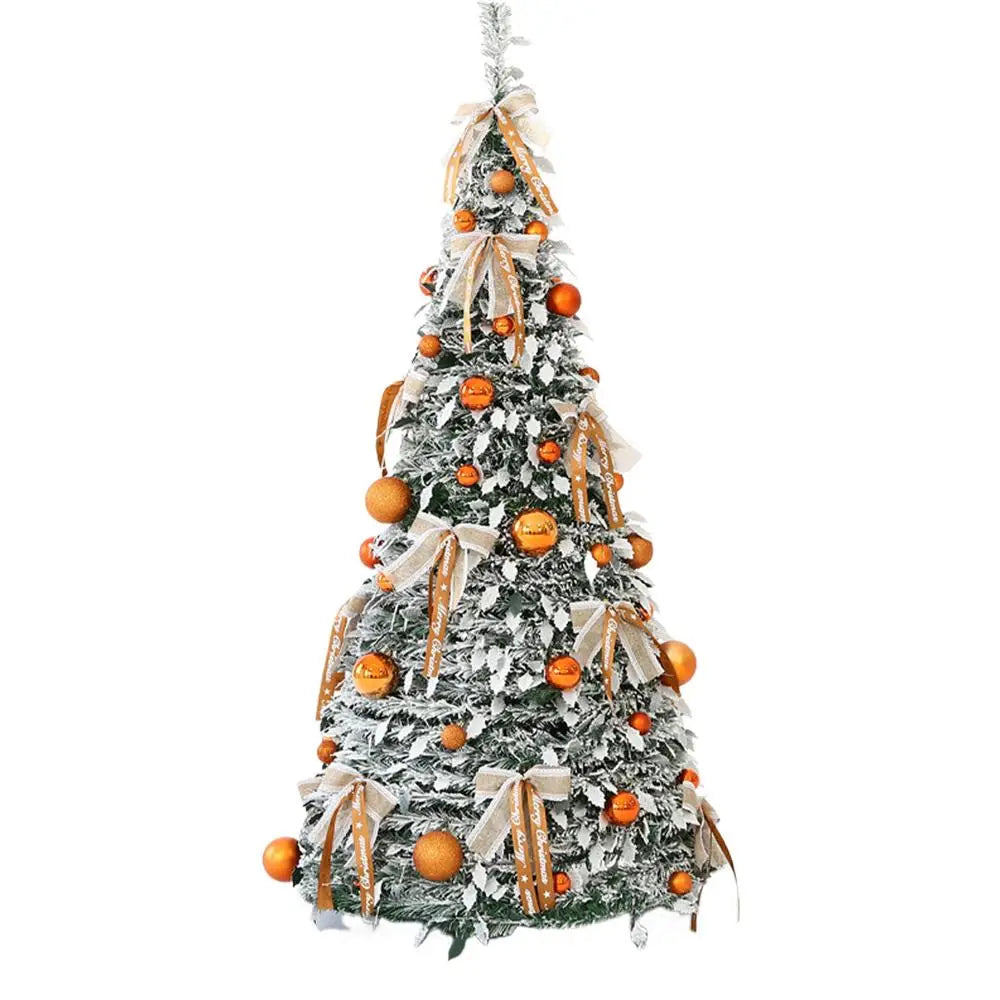 Para nova árvore de natal dobrável retrátil fácil de montar com arcos e bolas decoração do feriado de natal
