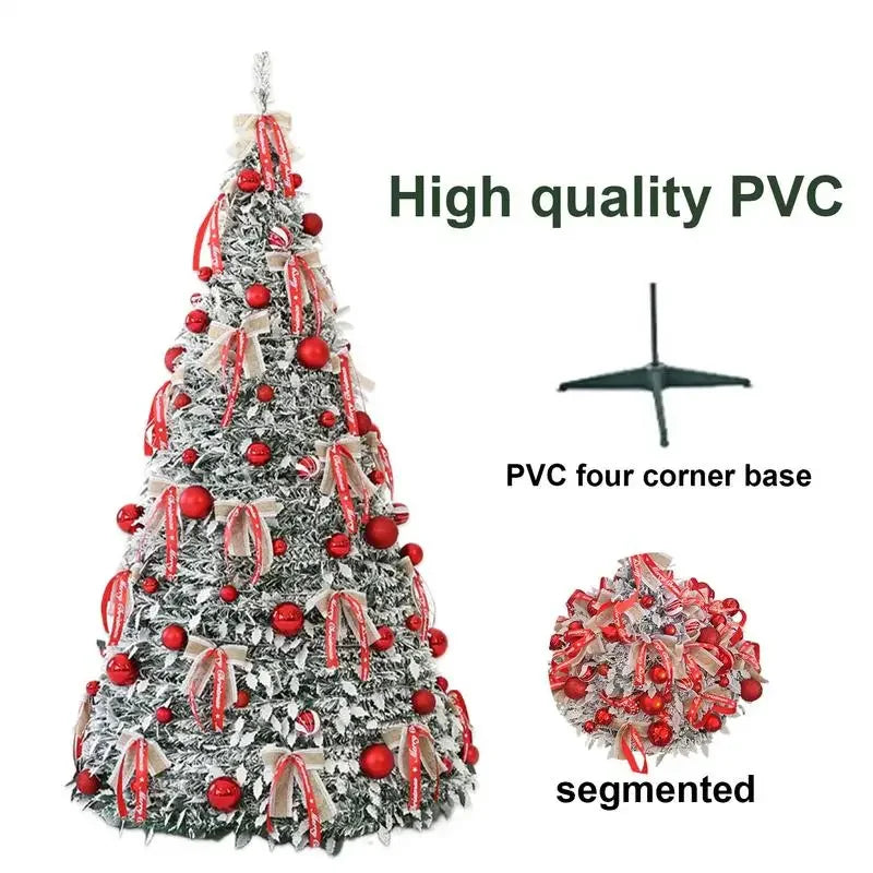 Para 1,5 m pop up árvore de natal árvore artificial telescópica com decorações decoração dobrável
