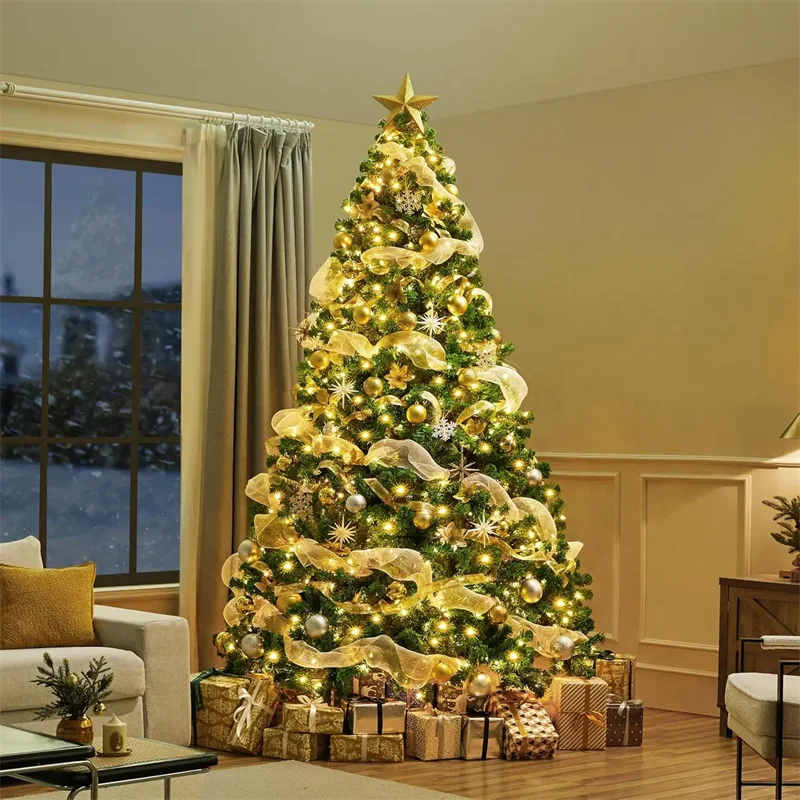 Árvore de Natal enorme artificial de 13 pés, árvore de Natal pré-iluminada flocada com neve com 2800 pontas de galhos, 900 luzes incandescentes