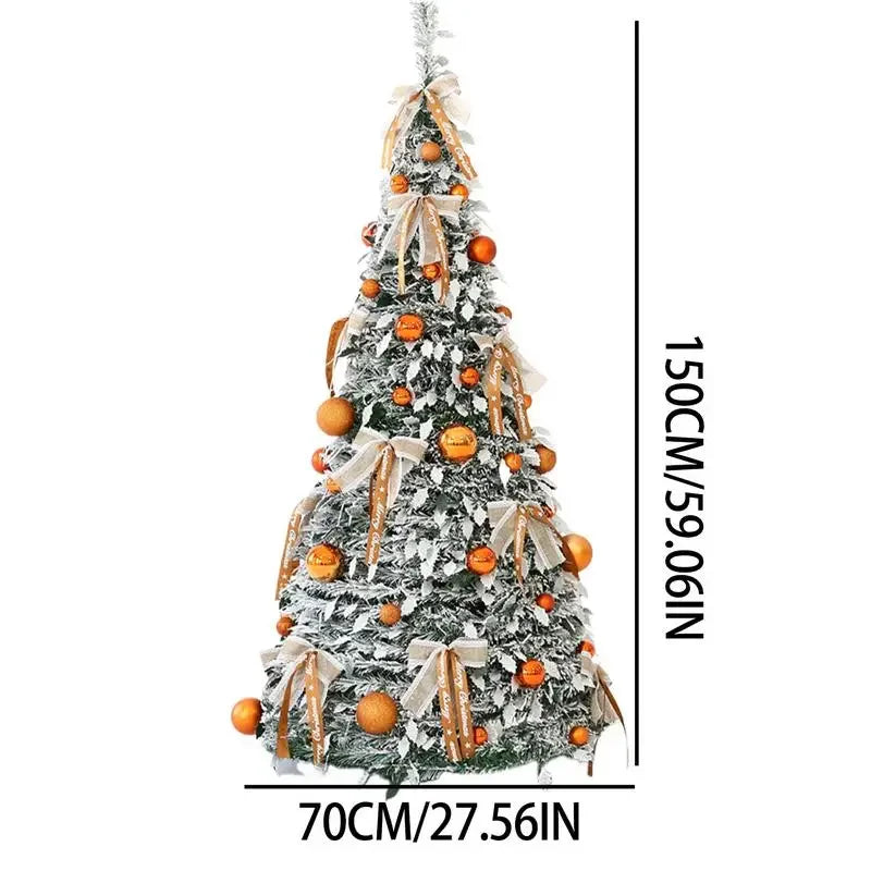 Para nova árvore de natal dobrável retrátil fácil de montar com arcos e bolas decoração do feriado de natal