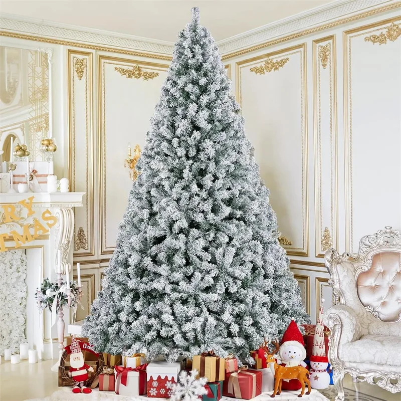 Árvore de Natal enorme artificial de 13 pés, árvore de Natal pré-iluminada flocada com neve com 2800 pontas de galhos, 900 luzes incandescentes