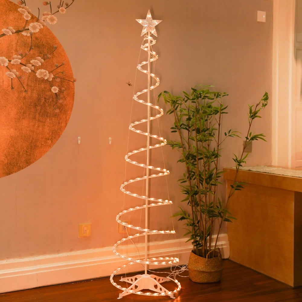Árvore de Natal dobrável iluminada por LED1,8M Papai Noel bengala e outras decorações suspensas-N10